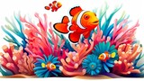 Clownfish Harmony: Amphiprion Ocellaris and Sea Anemone, Amphiprion ocellaris clownfish and anemone in sea