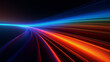 Neon lines and colorful glowing waves and curves in purple, blue, red, orange, colored spectrum of glowing effect on black background