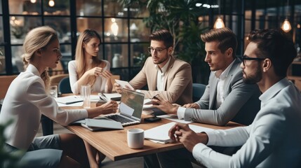 Poster - Young modern people in smart casual wear discussing business while working in the creative, Professional team.