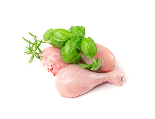 Wall Mural - Raw Chicken Drumsticks Isolated, Uncooked Poultry Legs, Fresh Hen Meat, Fresh Chicken Drumstick