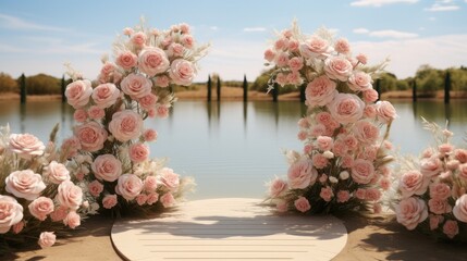 Wall Mural - The wedding stage decorated with roses.