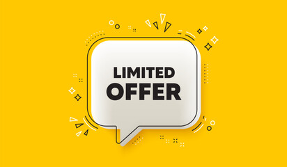 Poster - limited offer tag. 3d speech bubble yellow banner. special promo sign. sale promotion symbol. limite