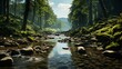 Natural Wonders: Exploring the Tranquil Essence of Rivers, Waterfalls, Forests, and more in a Picturesque Landscape, generative AI