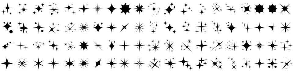 sparkles icon vector set. twinkling stars illustration sign collection. shining burst symbol. star l