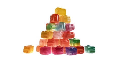 Wall Mural - Medical cannabis rainbow gummy candy edibles on transparent background.
