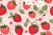 © png-jpeg-vector - seamless pattern with cute Strawberry and flower  illustrations,a simple design for baby room decor and nursery decoration.Strawberry illustrations for nursery decor.