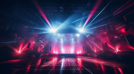 Nightclub  red stage audience red blue light lights good light colorful cinematic