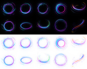 Poster - purple hued neon swirls creating a captivating effect on a black and transparent alpha backdrop. col