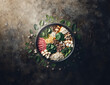 © BrandPacks - Overhead Hot Pot Photo Featuring Bubbling Pot and Assorted Ingredients