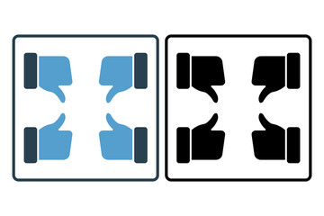 Poster - thumbs up and down Icon related to Feedback and Review. suitable for web site, app, user interfaces, printable etc. Solid icon style. Simple vector design editable
