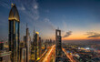 Looking down Sheik Zayed Road in Dubai in the UAE