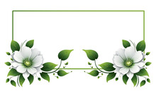 Green Flower Frame Design On Transparent Background