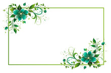 green flower frame design on transparent background