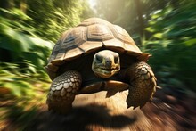 Giant Tortoise Running Fast