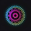 © TyliJura - icon neon gear wheels isolated on white