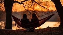 A Couple In A Hammock Lazy Day Outdoor Carefree , Background Images, Hd Illustrations