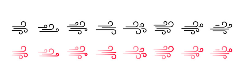 Blowing air lines icon. Red weather symbol set png