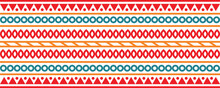Abstract Bright Colorful Pattern Banner Design Template With Tribal Aztec Style Ornament. Ethnic Background Collection. Ethnic Border Style Seamless Pattern. Tribal Mexico Or African Print Design Art.
