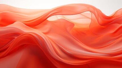 Wall Mural - A mesmerizing display of fiery hues and fluid lines, as a peach fabric dances with vibrant red and abstract orange, creating a wild and expressive piece of art