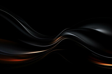 Poster - Wavy Lines on a Black Background Generative AI. Created With Generative AI Technology