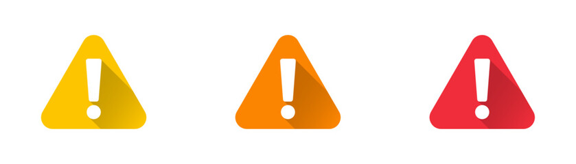 Wall Mural - warning sign icon. colorful attention sign line icons set with shadow. notice icon symbol. vector st