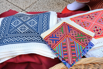 Napkins with national embroidery for sale in Dubrovnik, Croatia