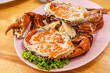 steamed roe crab with milk - Thai food close up