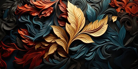 AI Generated. AI Generative. Plant decorative leaves botanical pattern background. Graphic Art
