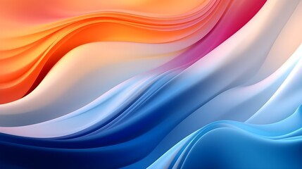 Poster - Abstract colorful gradient translucent wave background. modern glossy translucent orange blue fluid motion waves, fluent style liquid 3D illustration