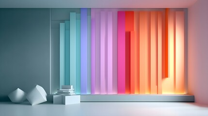 Poster - Abstract light background with colorful gradient blurry smooth wave. Generative AI