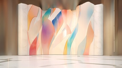 Poster - Abstract light background with colorful gradient blurry smooth wave. Generative AI