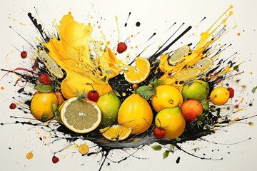 Wall Mural - yellow fruit explosion