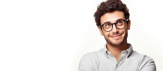 Wall Mural - A solitary depiction of a carefree male youth set apart against a white background