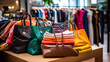 © Tyler McCormick - Stylish handbags and trendy shirts displayed for sale at a chic boutique clothing store
