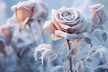 Sticker - flowers draped with frost 