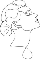 Wall Mural - Continuous line drawing of Portrait of a Beautiful Woman's face. The Concept of Skin Beauty Care for young female models. Fashion beauty model with a white background. Vector