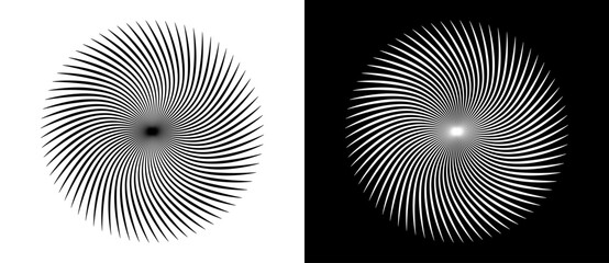 Leinwandbilder - Art sun concept background. Tattoo template or logo with lines. Black shape on a white background and the same white shape on the black side.