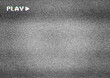 TV screen texture with glitch text PLAY. HDTV no signal problems. Bad TV signal on TV screen Noise of motion background lines. Glitch VHS. Retro play concept. Glitch camera effect.Video rewind texture