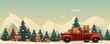 Christmas background. pickup truck with Christmas trees and gifts. Happy New Year and Christmas, AI generator