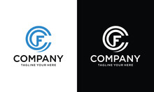 Monogram Initials Letter Logo Concept. CF Icon Design. F C Elegant And Professional White Color Letter Icon