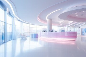 Wall Mural - Nice modern interior of new luxury hospital, bright colors.  Generative Ai.