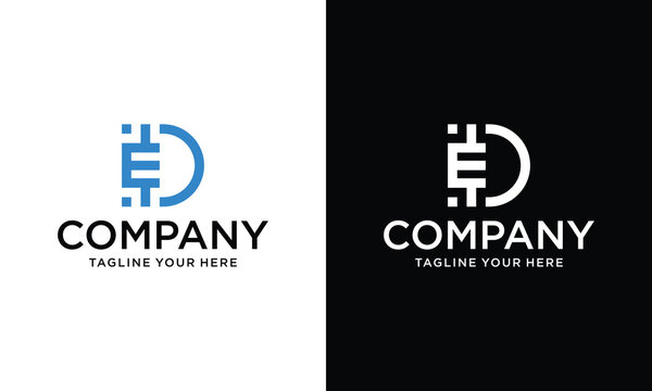 Initial letter DE monogram logo vector on a black and white background.