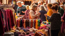 Cozy Sweaters And Handmade Knitwear On Display For Sale At A Local Farmers Market And Craft Show