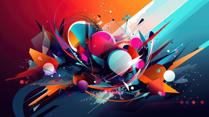 Poster - Abstract background of circles, balls and dots. AI generative.