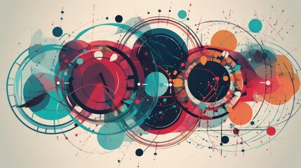Poster - Abstract background of circles, balls and dots. AI generative.