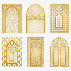 arabic golden vector arches bundle. arabian ornament. doors & windows templates for design