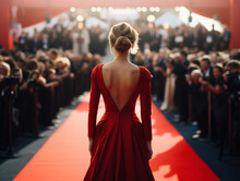 Woman In Evening Gown On Red Carpet