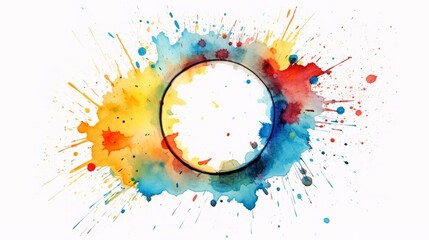 Wall Mural - Stain ring watercolor circle mark glass red drink isolated paper cup trace background white. Watercolor stamp spill stain ring round drop grunge print splatter liquid splash alcohol ink water art spot