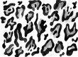 Black and white leopard skin, seamless, watercolor animal print pattern.