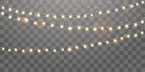 Wall Mural - christmas glowing garland. festive bright shiny bulbs